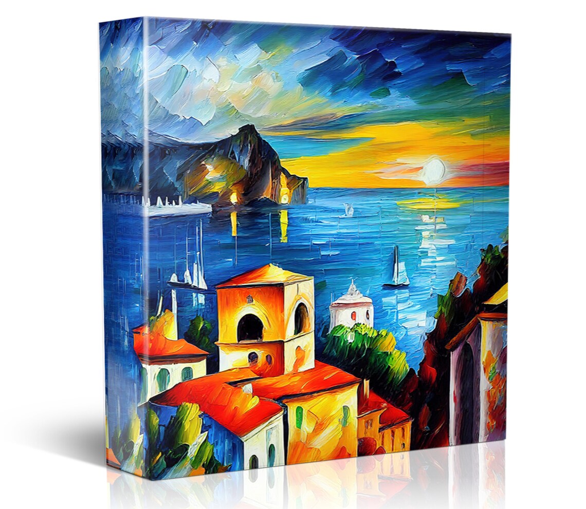 Amalfi Coast Italy Sunset Sailboats Red Roofs Mediterranean Poster - Image 4