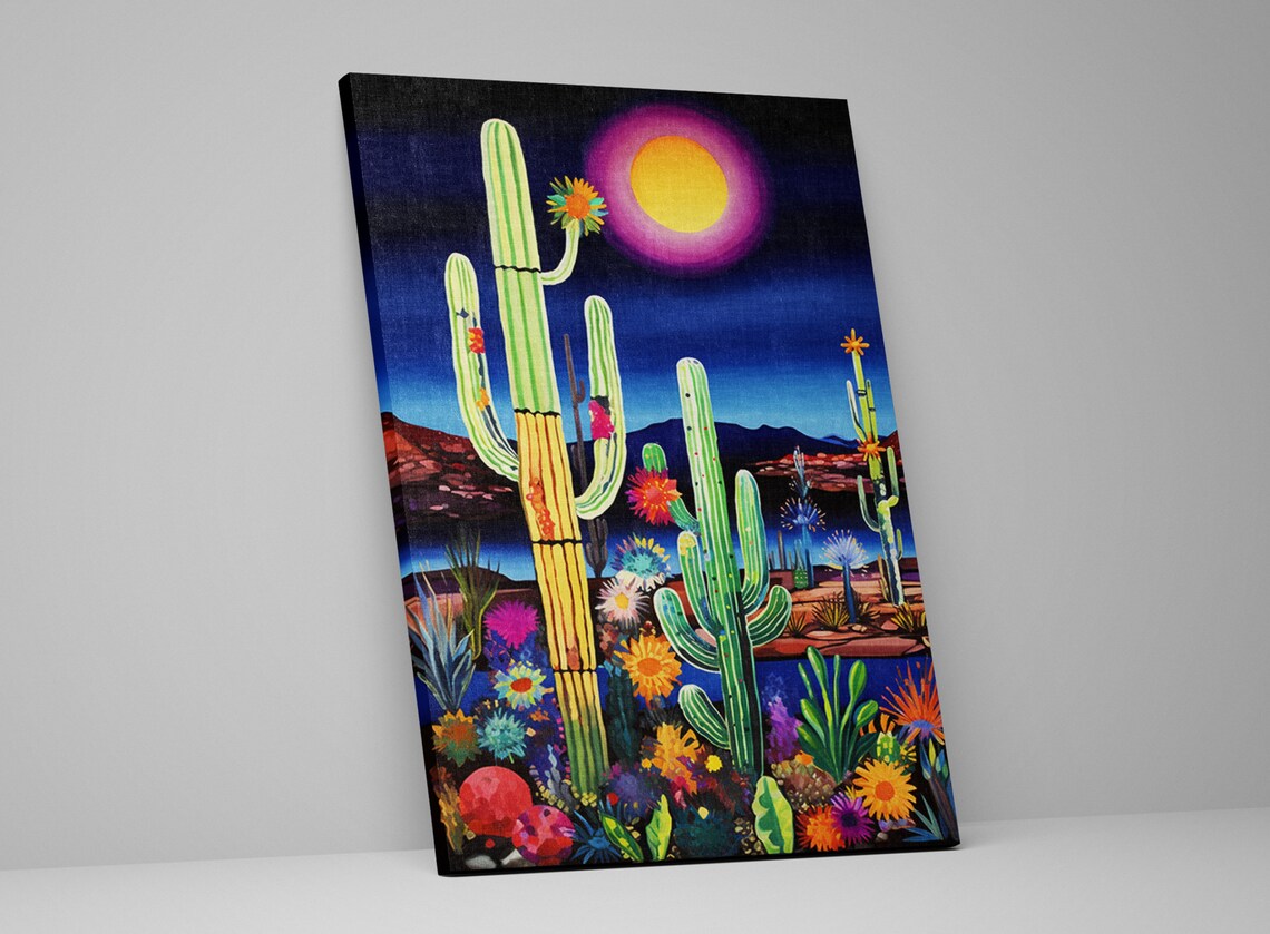 Twilight Tranquility Desert Night Skyline Painting Giclee Print On Gallery Wrapped Artist Available In Extra Large Sizes - Image 5