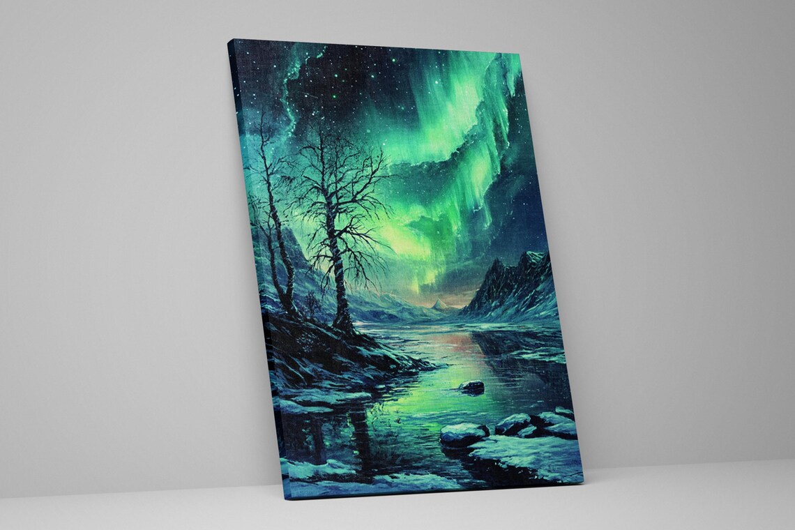 Aurora Borealis Night Sky Art Print, Northern Lights - Image 2
