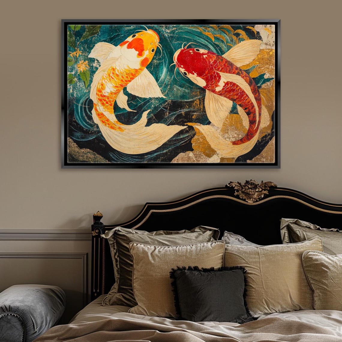 Yin Yang Koi Fish Pair Traditional Japanese Watercolor Art Poster - Image 4