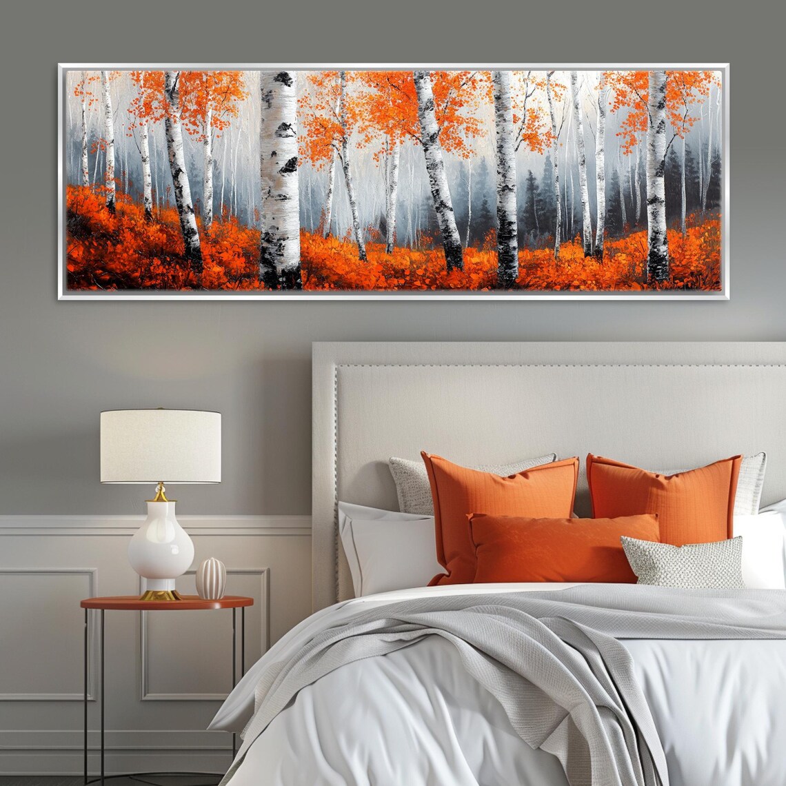 Panoramic Birch Tree Forest Wall Art Framed Or Unframed Long Horizontal Gallery Wrapped Gicle Ready To Hang Extra Large Wall Art - Image 4
