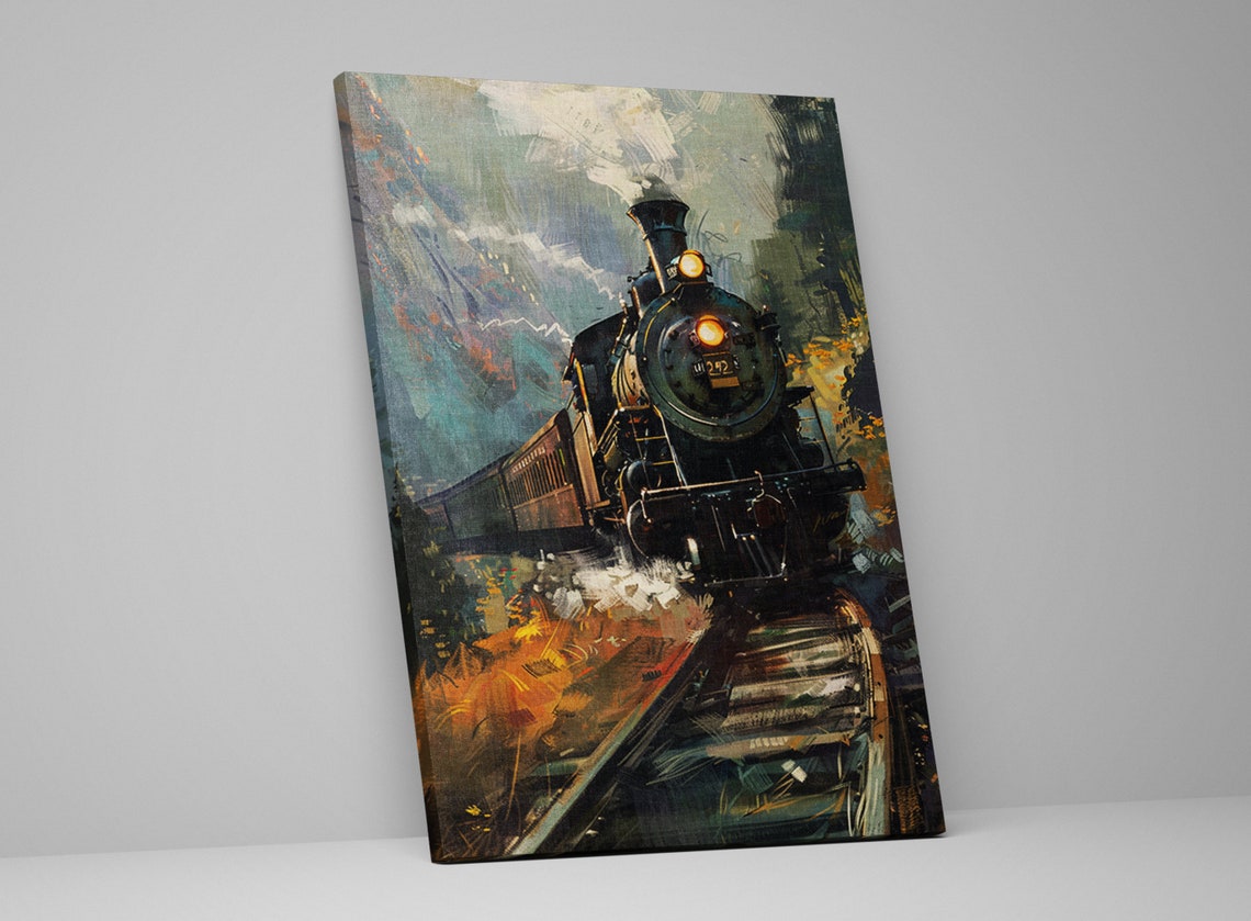 Moody Night Steam Locomotive Number 242 Dark Forest Rail Poster - Image 5