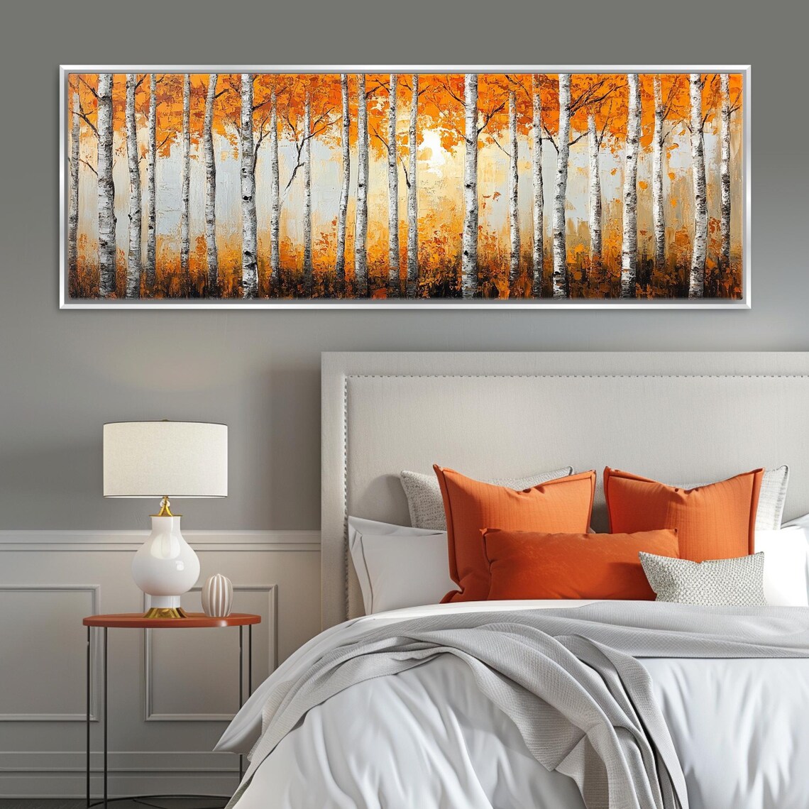 Abstract Birch Tree Forest Print Framed Or Unframed Long Horizontal Gallery Wrapped Gicle Ready To Hang Extra Large Wall Art - Image 3