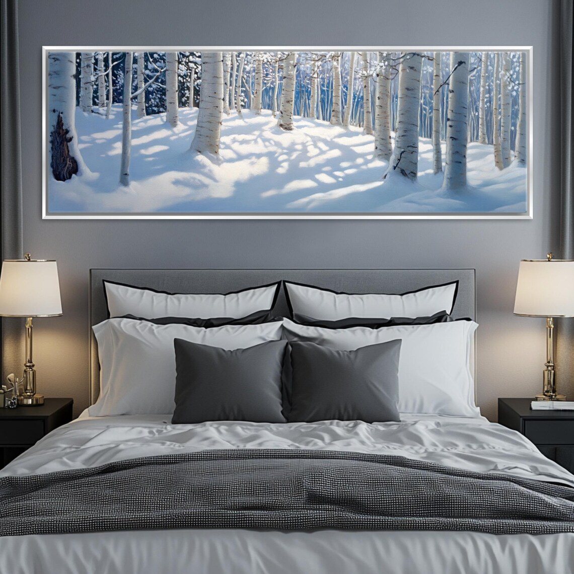 Snowy Aspen Tree Forest Winter Wall Art Print