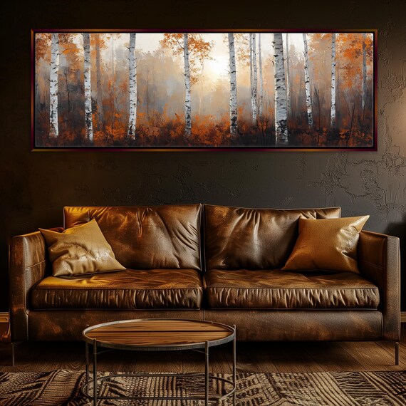 Birch Tree Forest View Print, Horizontal Landscape