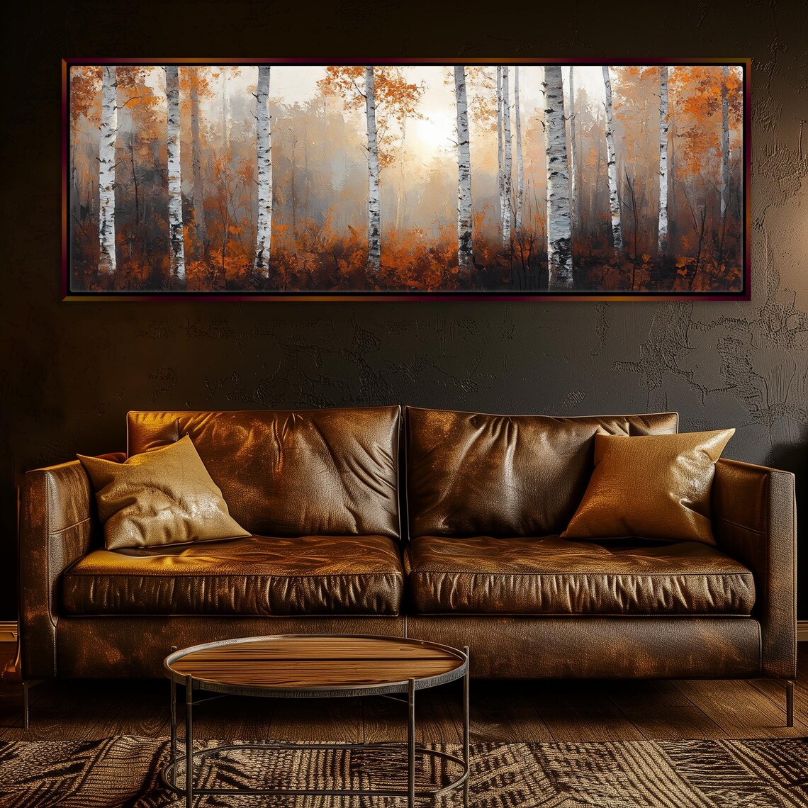 Birch Tree Forest View Print, Horizontal Landscape