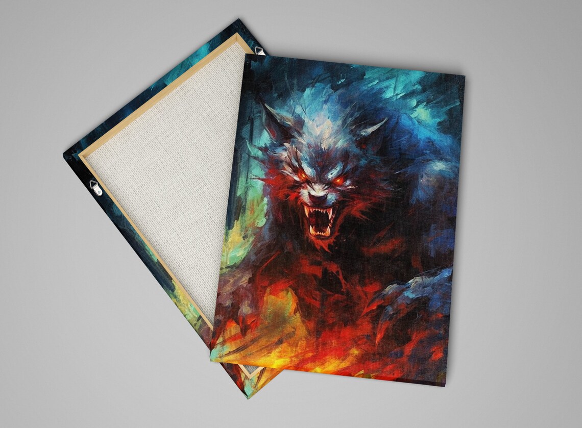 Terrifying Transformation Werewolf Halloween Art Print - Image 4