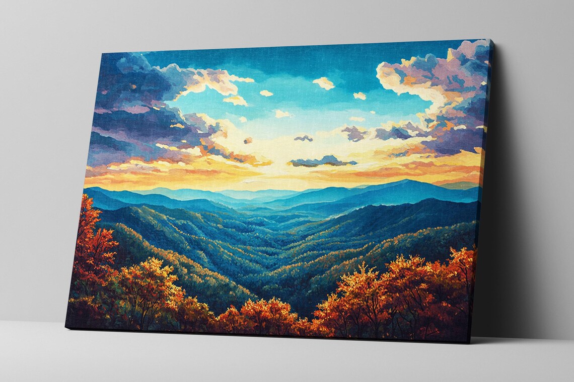 Scenic Blue Ridge Mountain Landscape Print Framed Or Unframed Gallery Wrapped Gicle Ready To Hang Extra Large Wall Art - Image 2