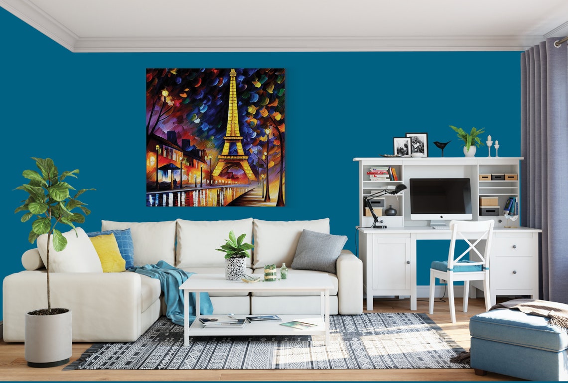 Eiffel Tower Paris Night Street Lamps Golden Lights Romantic Poster - Image 2