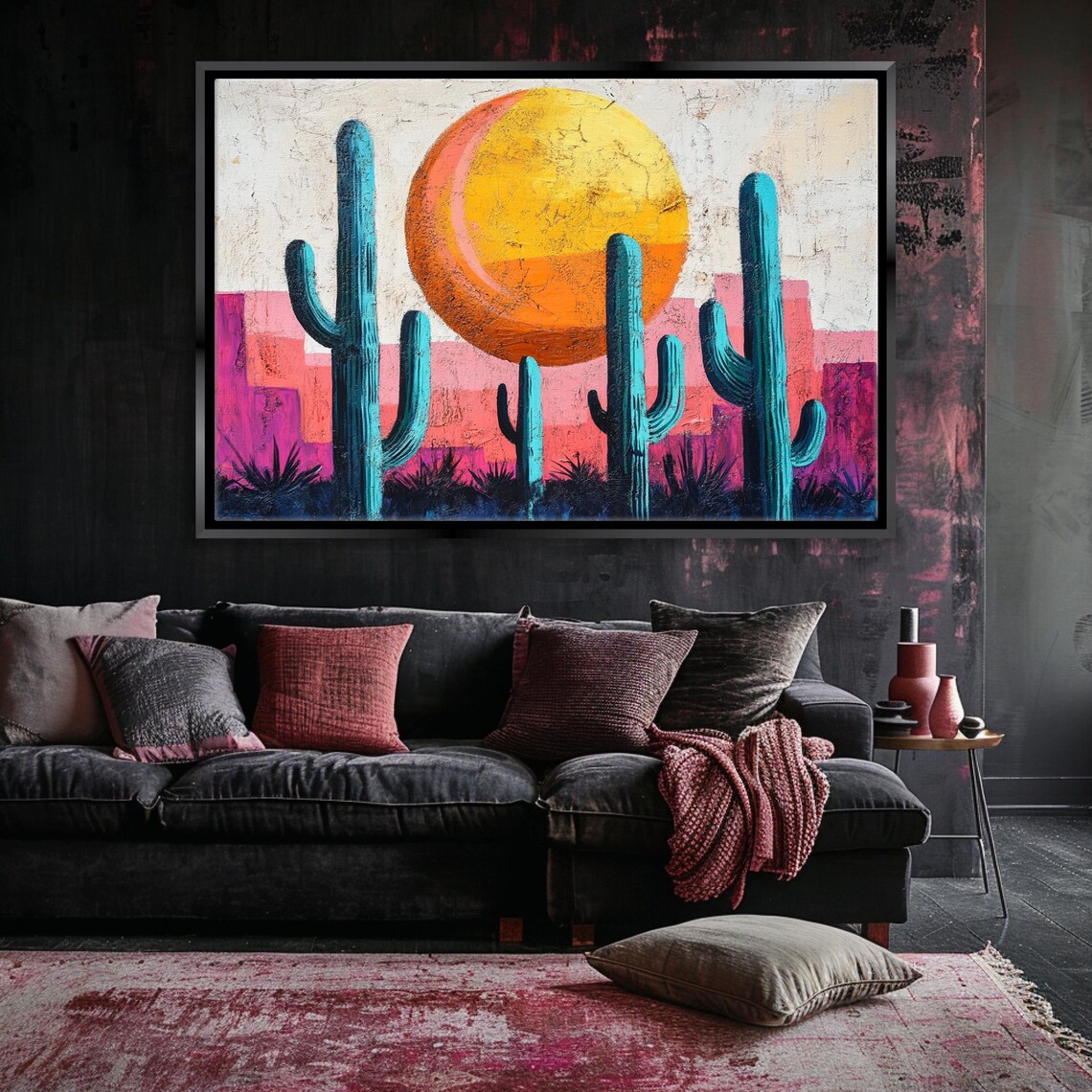 Retro Southwest Cactus Sun Minimalist Art Print - Image 4