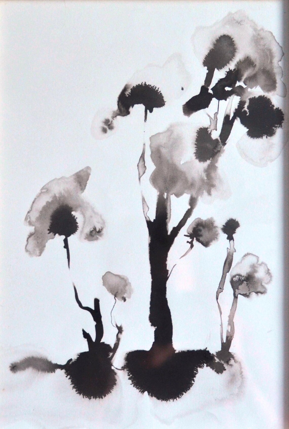 Black Ink Wildflowers Japanese Style Minimalist Botanical Wall Art - Image 3