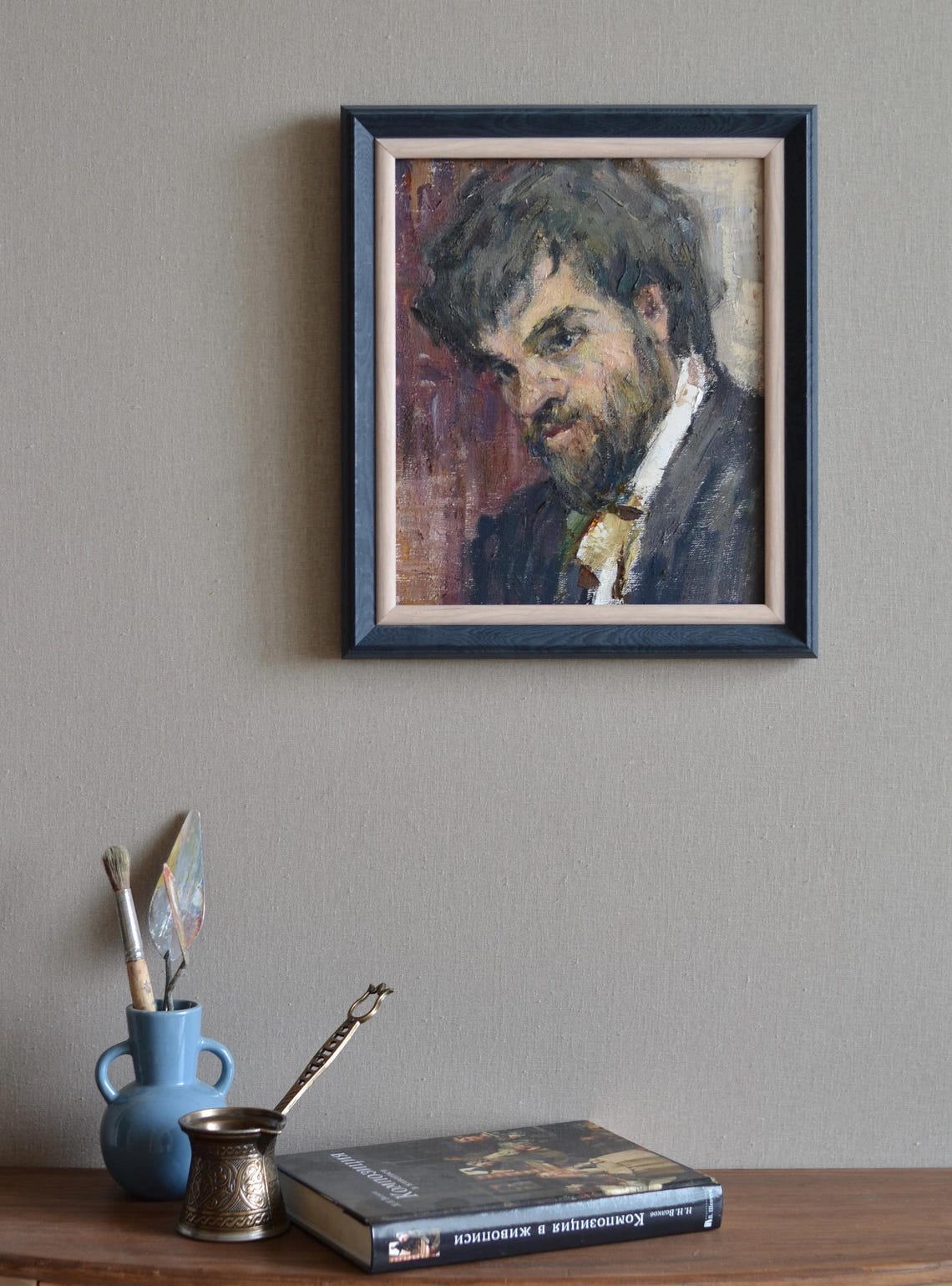 Bearded Man Vintage Portrait In Dark Suit Impressionist Wall Art - Image 4