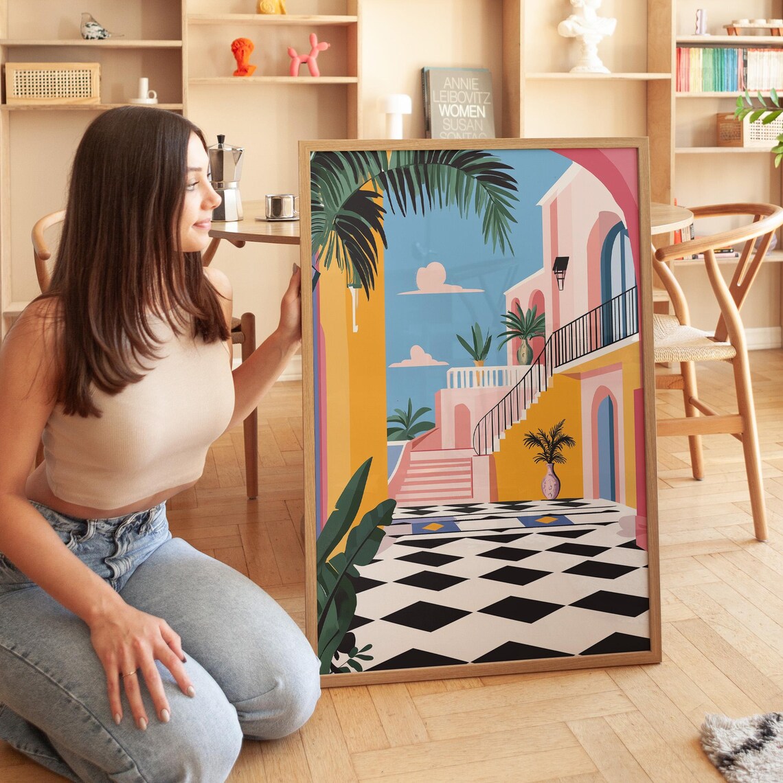 Mediterranean Courtyard, Tropical Modern Art Print