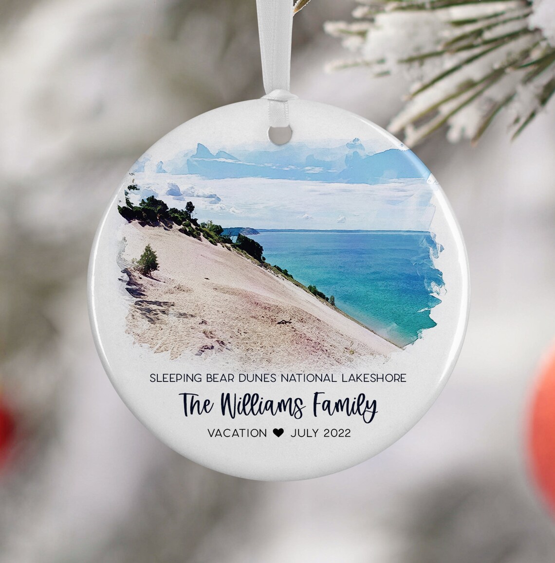 Sleeping Bear Dunes Christmas Ornament Travel Poster