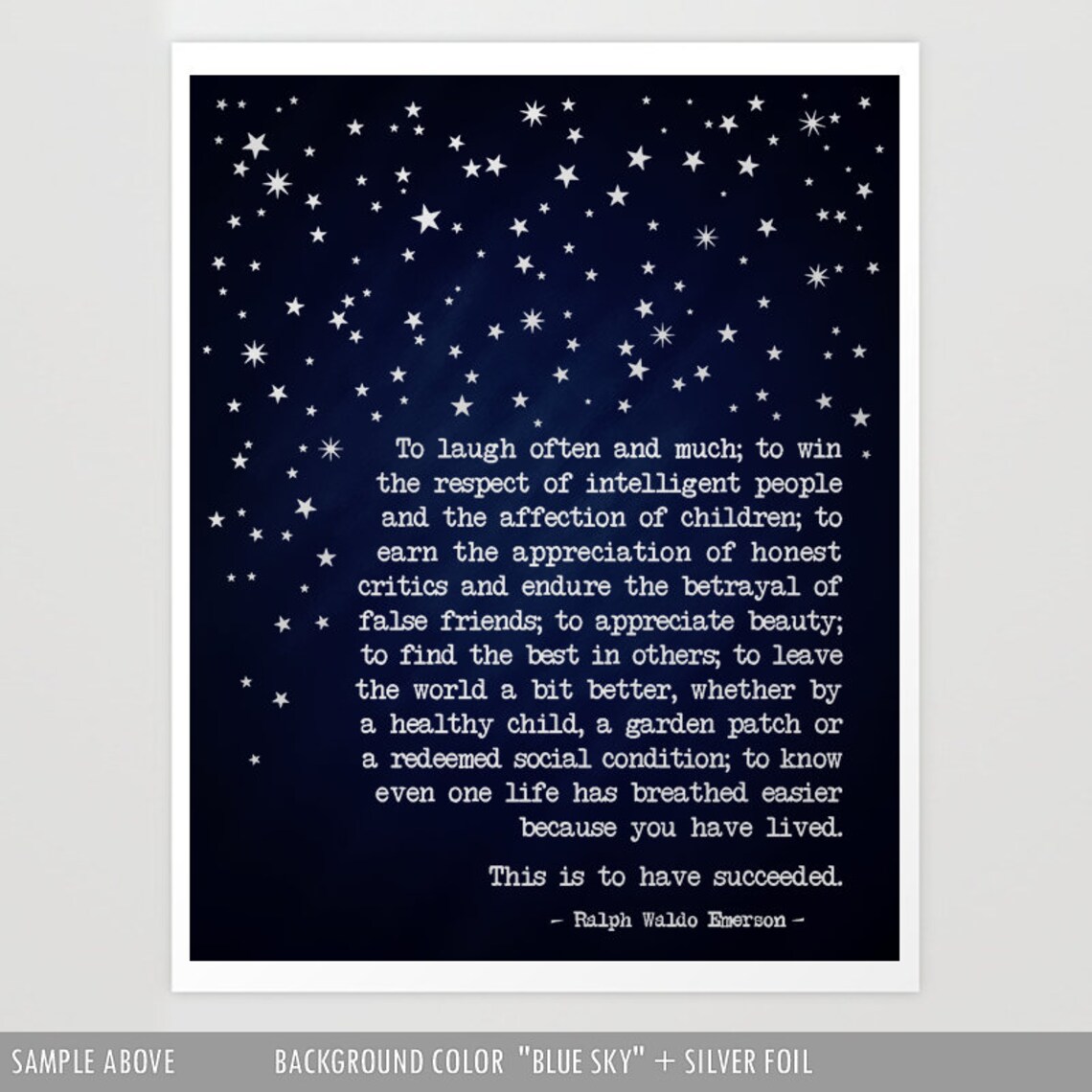 Emerson Success Quote, Gold Foil Typewriter Art Print - Image 2