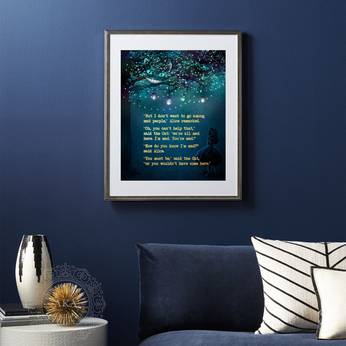 Alice In Wonderland Cheshire Cat Art Print, Mad Here - Image 4