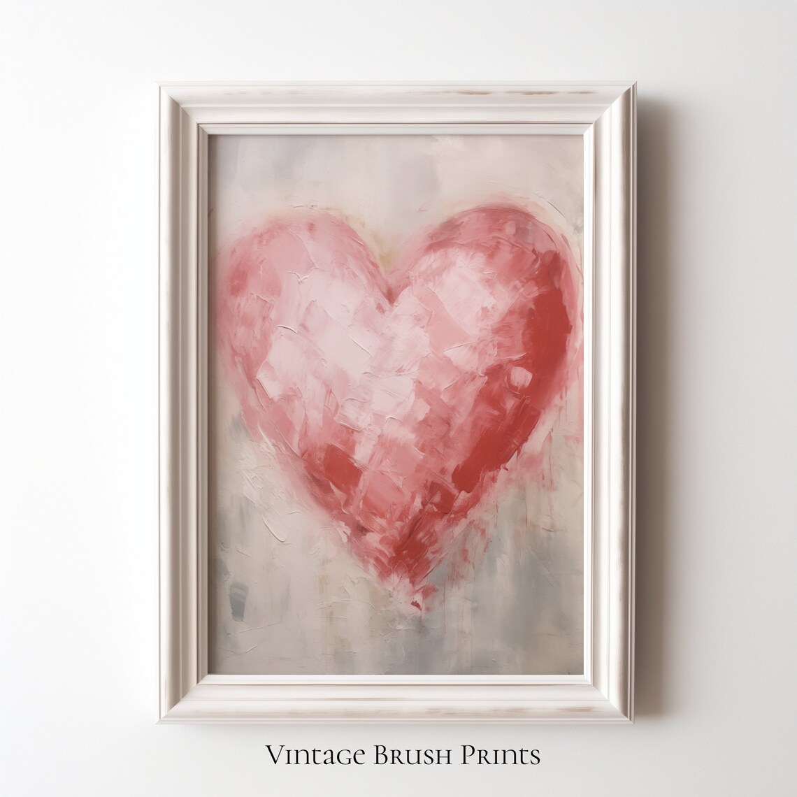 Blush Pink Heart Abstract Textured Canvas Art Love Painting Poster