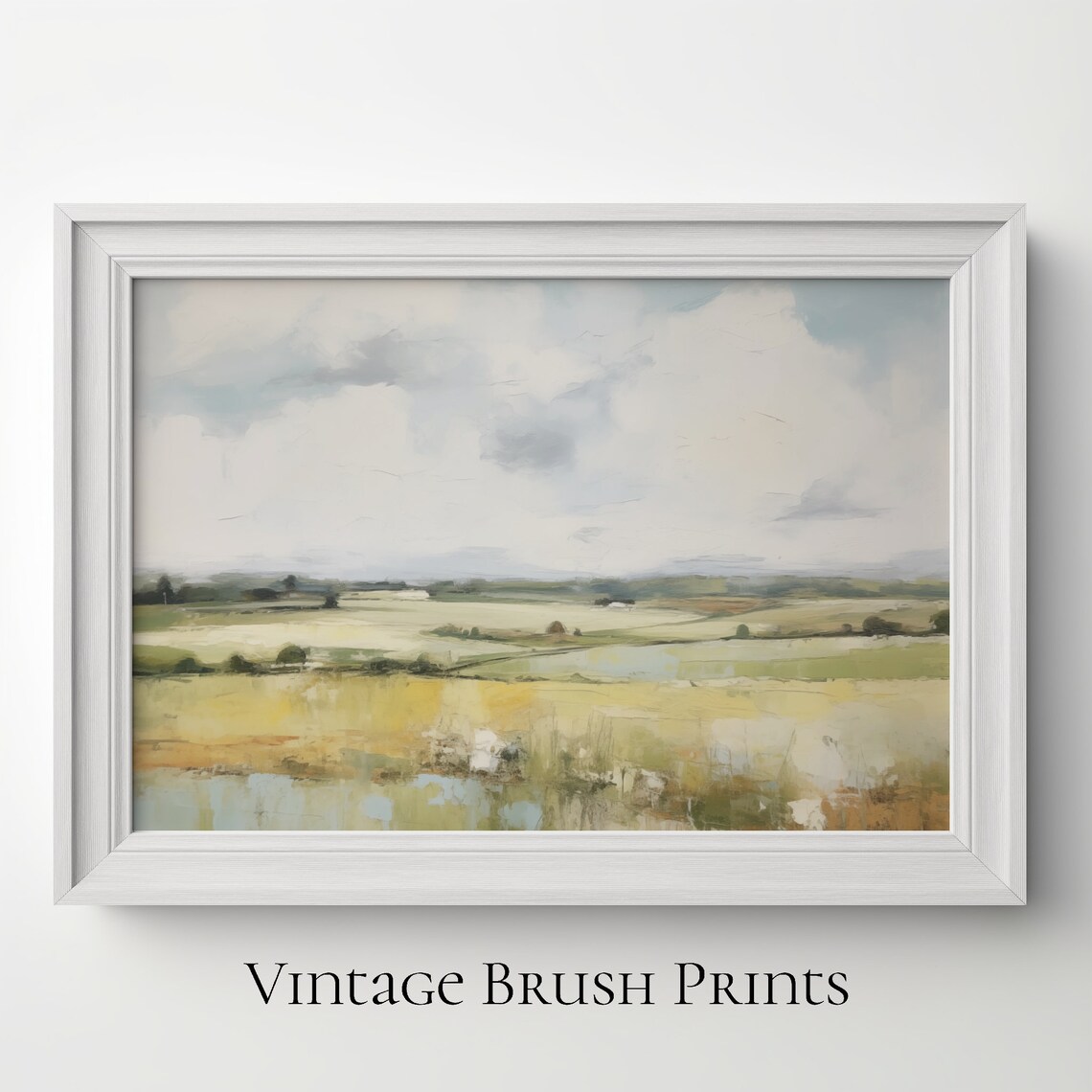 Golden Field Abstract Landscape Soft Cloudy Sky Farmhouse Poster