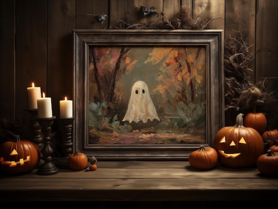 Vintage Halloween Print Spooky Fall Forest Art
