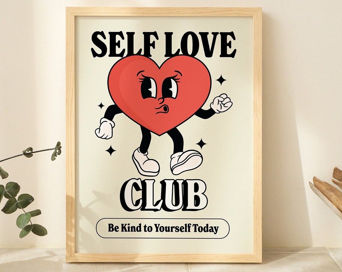 Self Love Club Vintage Retro Quote Art Print