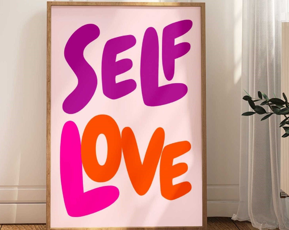 Self Love Positive Affirmation Bubble Letter Typography Poster