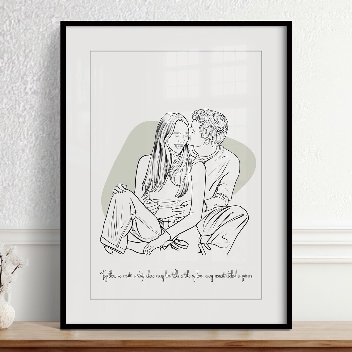 Father and Son Flexing Muscles Line Drawing on Burnt Orange Poster - Image 4