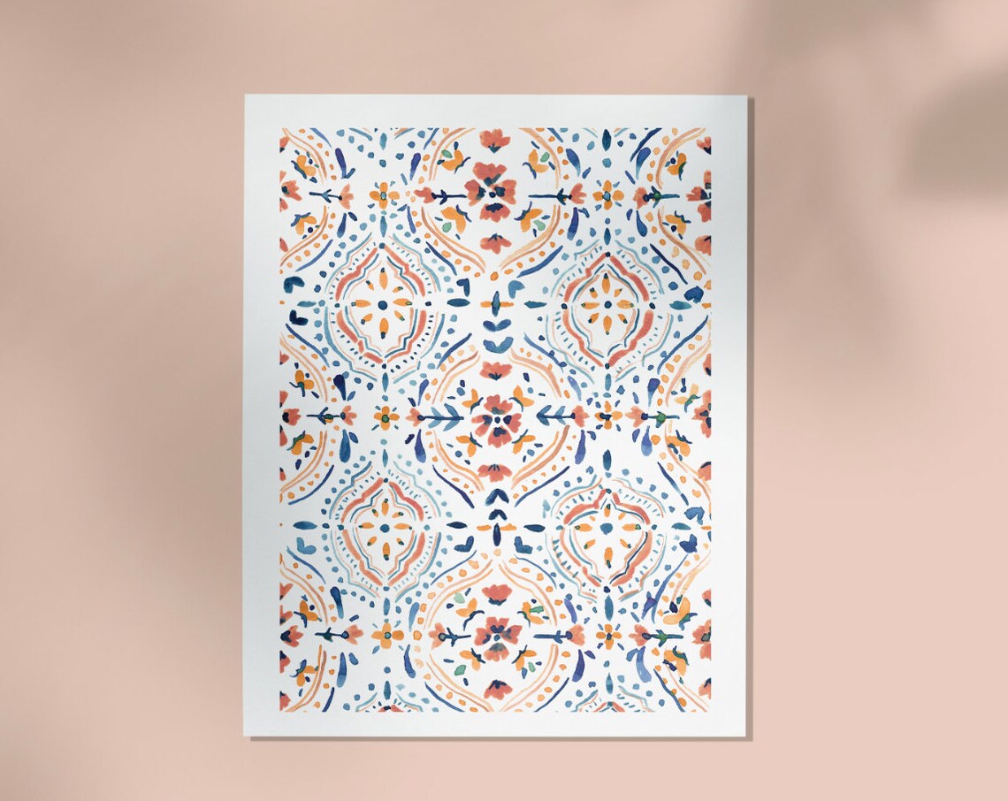Moroccan Tiles Art Print, Bohemian Mosaic Pattern - Image 2