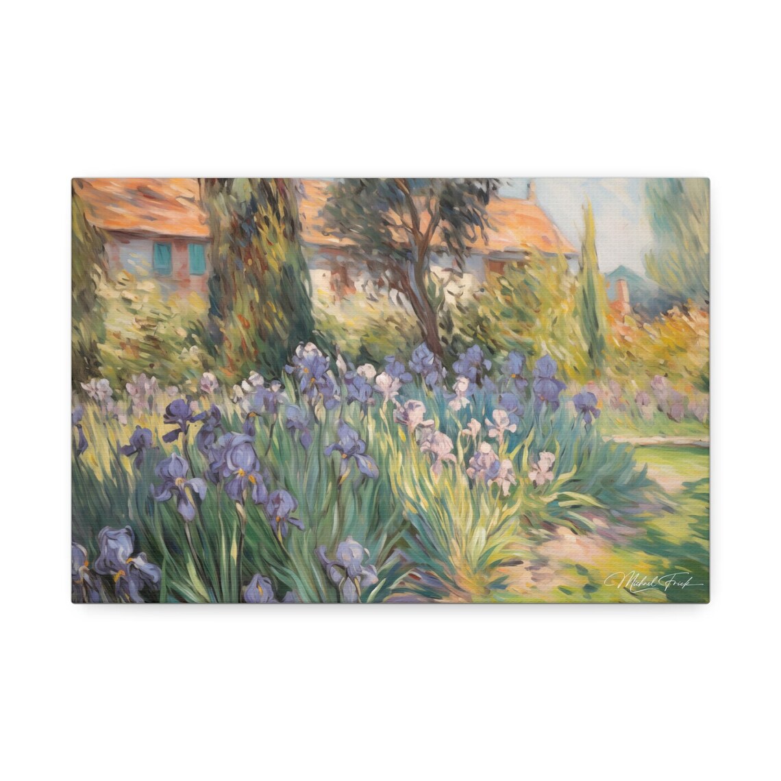 Purple Iris Garden Backyard Blossom Vintage Floral Art Poster - Image 2