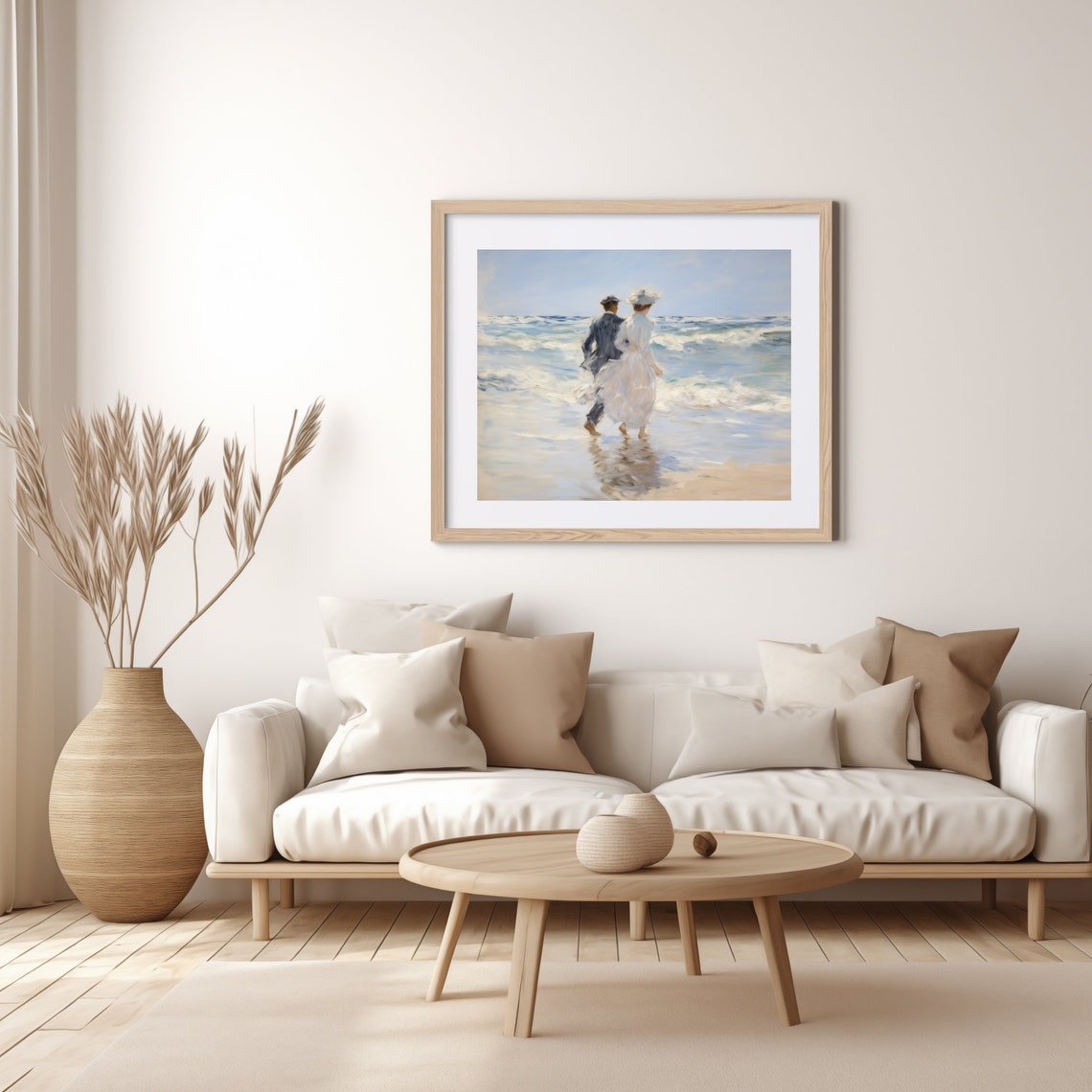Romantic Couple Strolling Hand In Hand Through The Ocean Surf Poster - Image 4