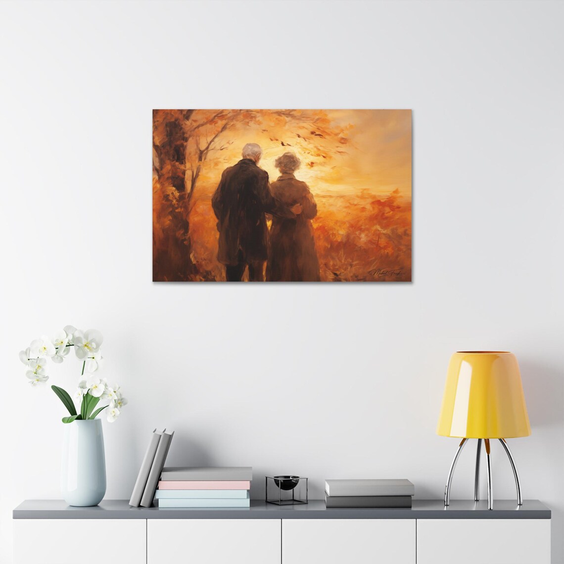 Elderly Couple at Sunset Golden Autumn Romance Evening Walk Poster - Image 7