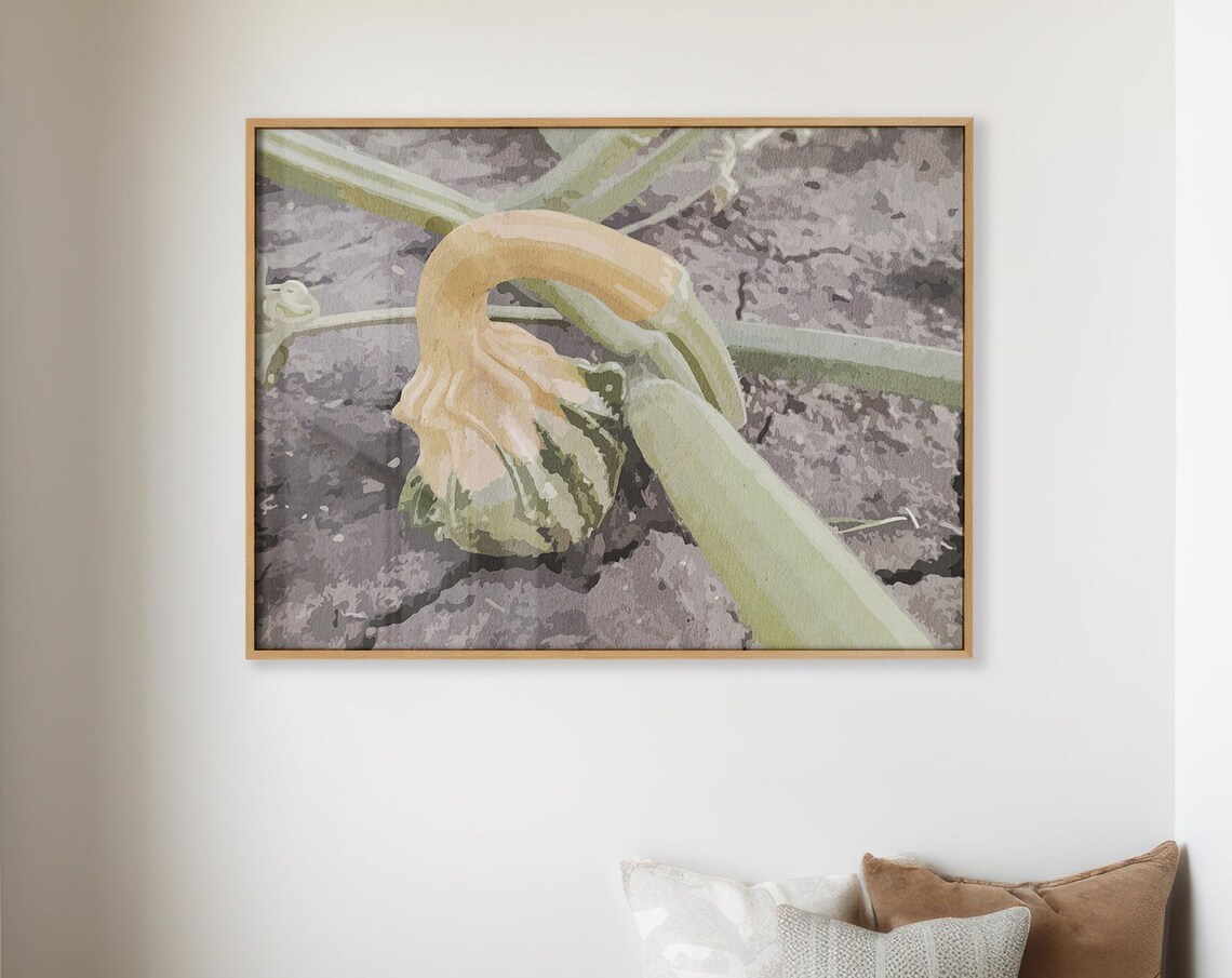 Gooseneck Gourd On The Vine Garden Watercolor Still Life Art Poster