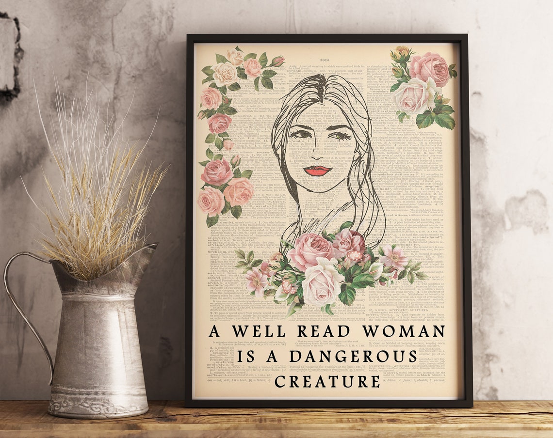 A Well Read Woman Is a Dangerous Creature Floral Quote Wall Poster - Image 3