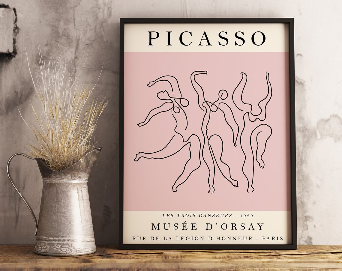 Picasso Dance Pink Vintage Line Drawing Art Print - Image 3