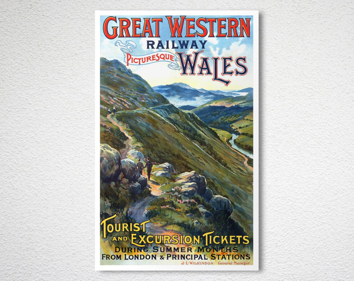 Great Western Railway Picturesque Wales Vintage Mountain Travel Poster - Image 2