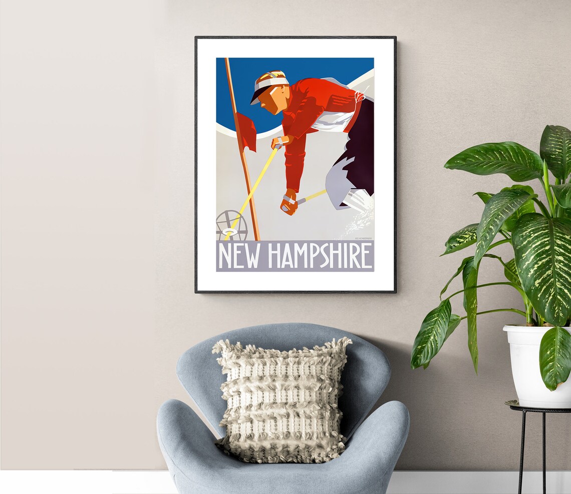 New Hampshire Vintage Ski Travel Poster Art Print - Image 2