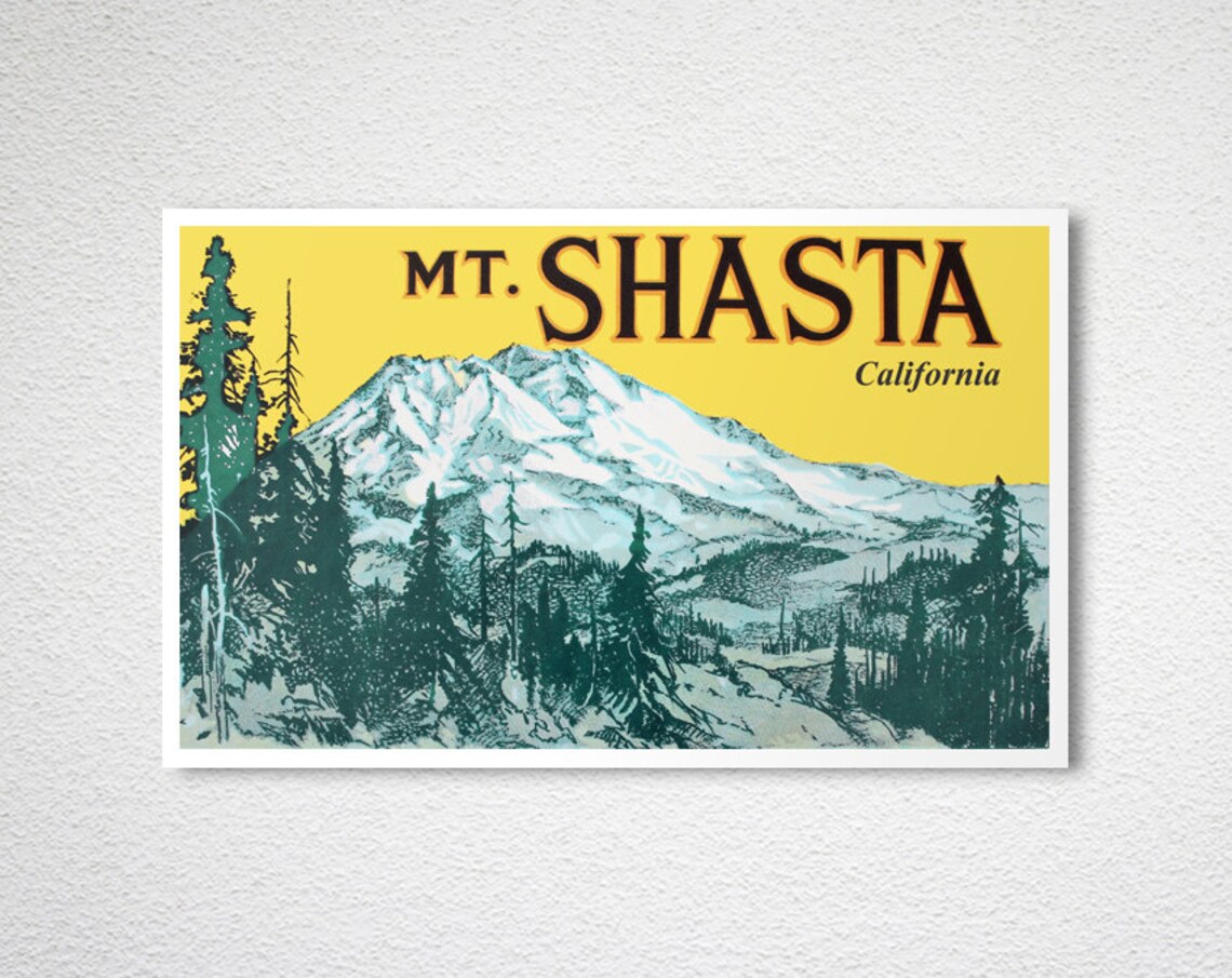 Mount Shasta California Vintage Travel Poster - Image 2