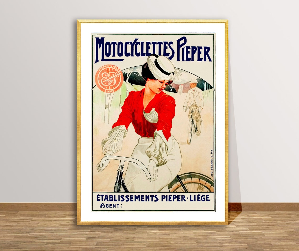 Motocyclettes Pieper Vintage French Motorcycle Advertising Poster