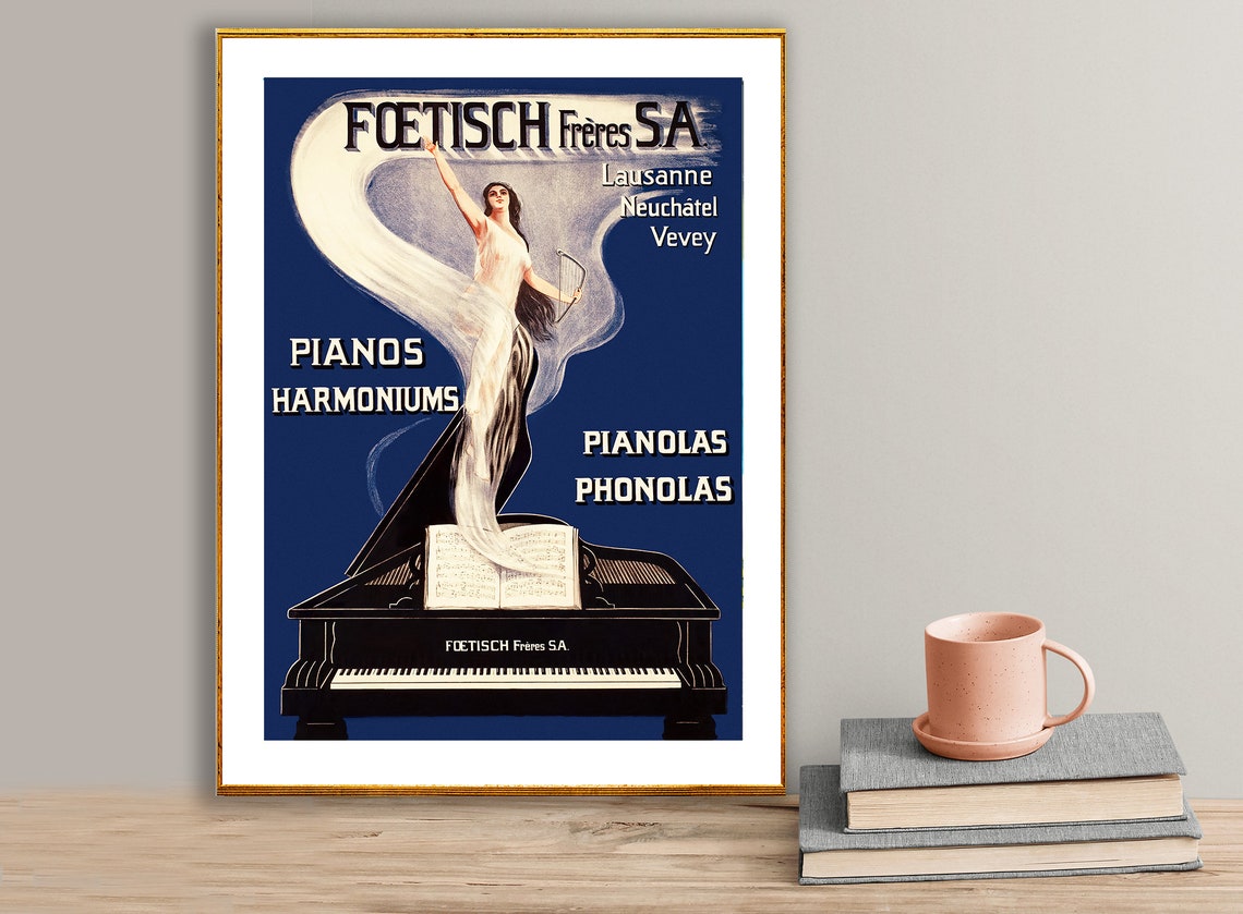 Foetisch Frères Pianos Lausanne Classic Vintage Advertising Poster