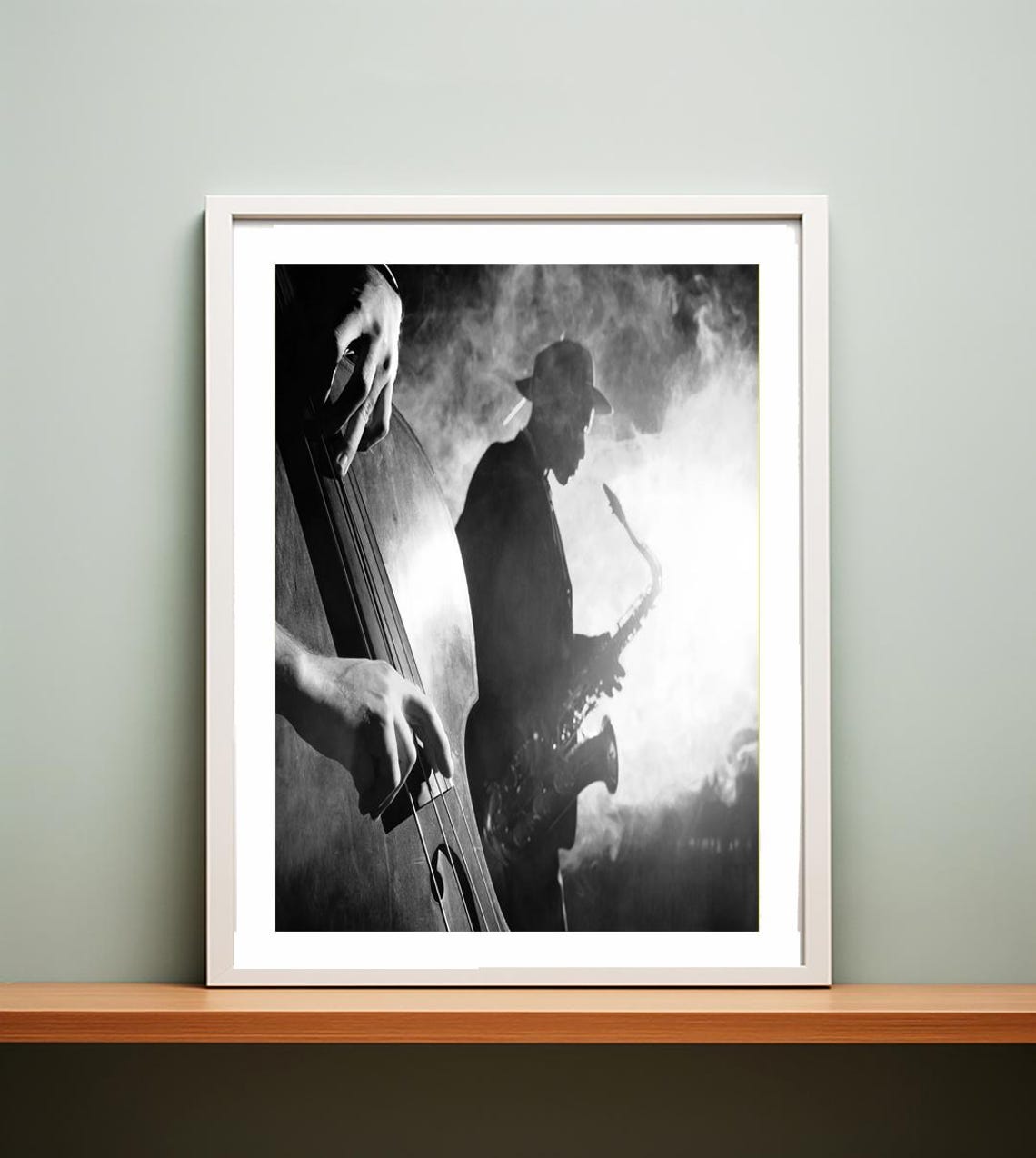 Jazzy Night Black And White Saxophone Photo Jazz Musician Poster - Image 2