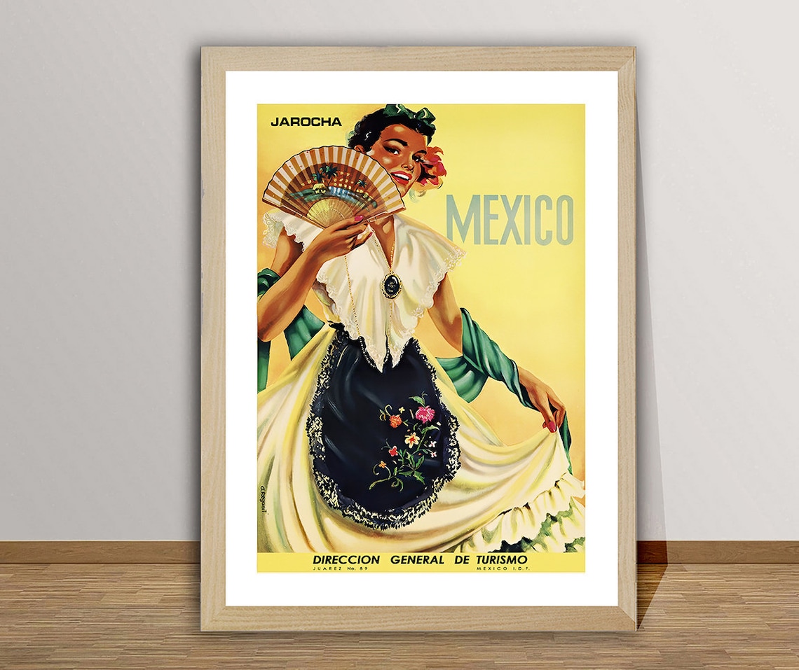 Mexico Jarocha Vintage Travel Poster Print