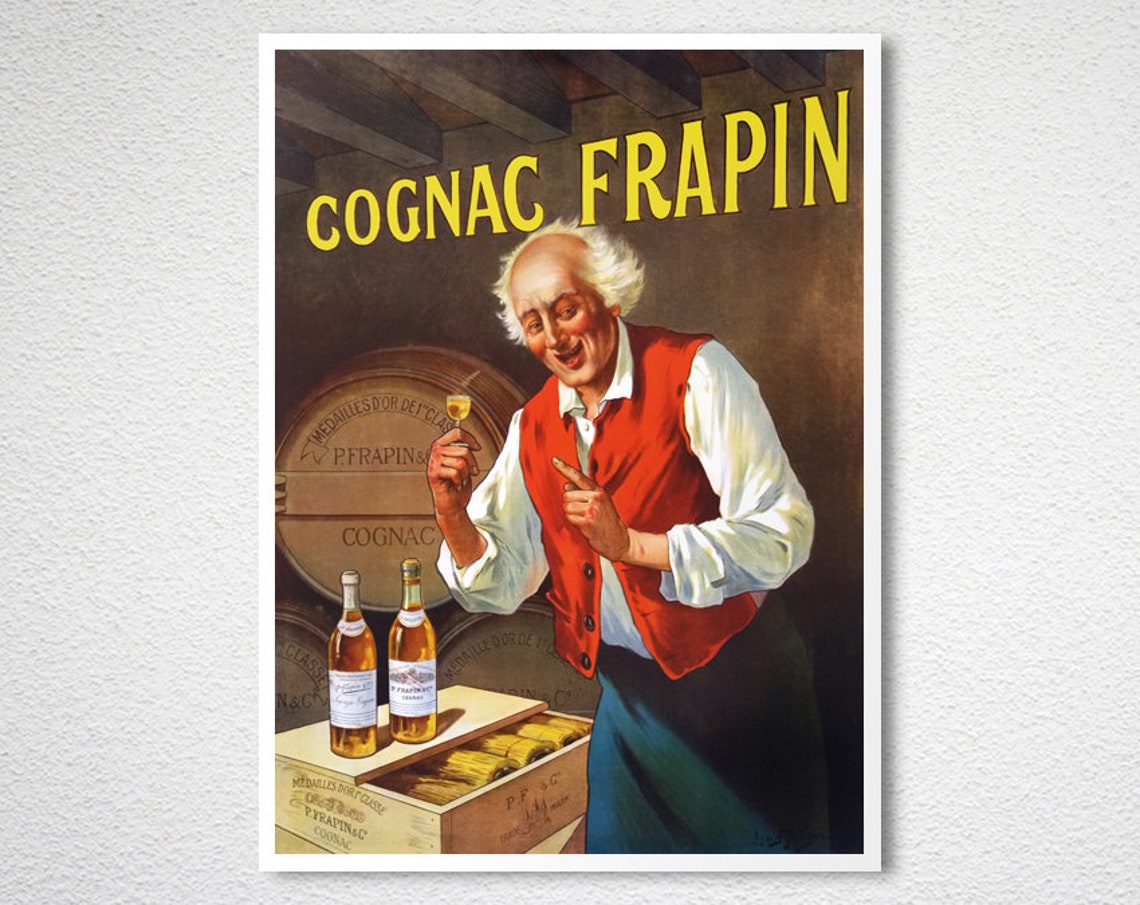 Cognac Frapin Cellar Master Barrels Vintage French Cognac Ad Poster - Image 2