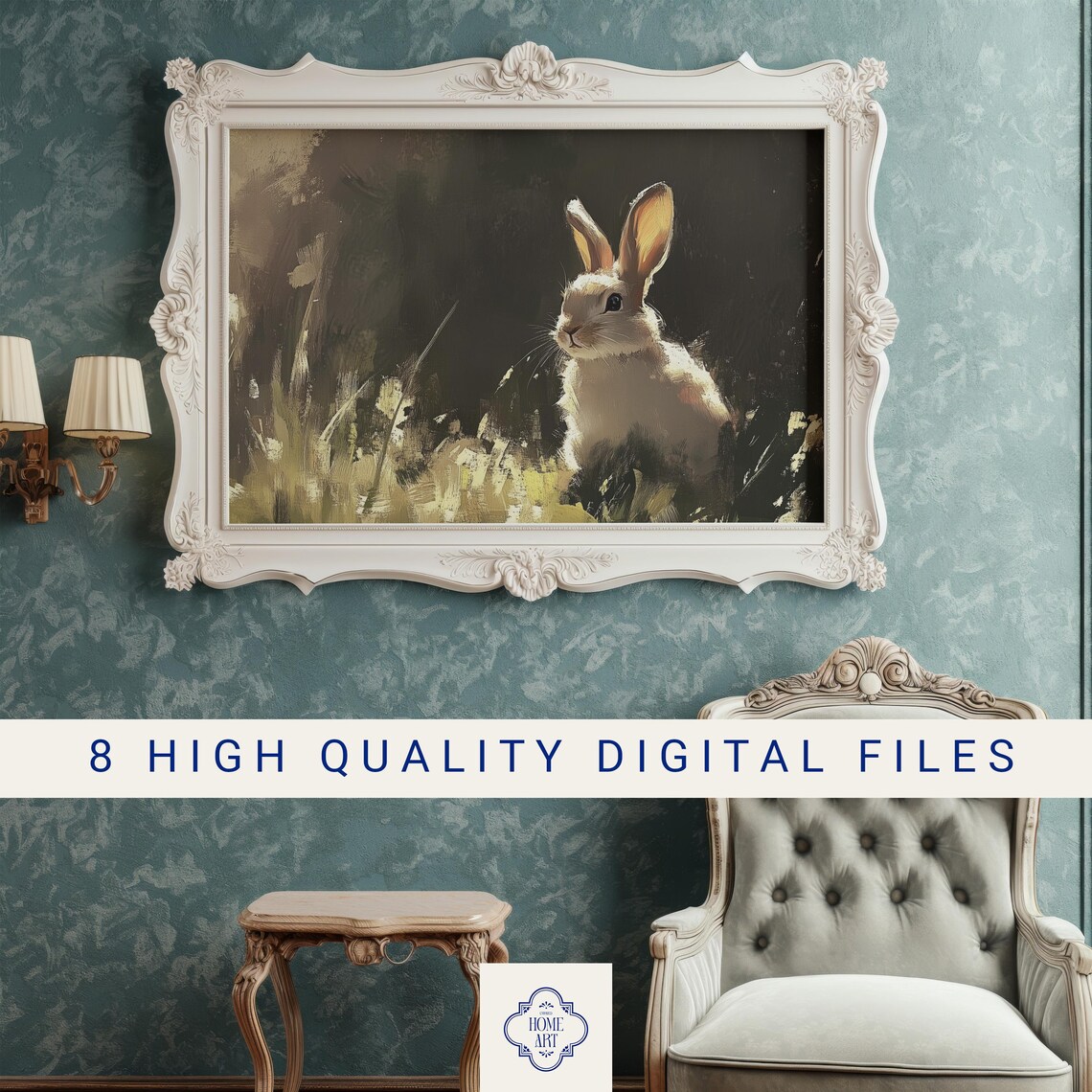 Vintage Easter Bunny Art Print, Rustic Farmhouse Decor - Image 3