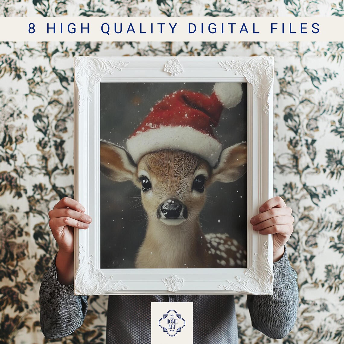 Baby Deer Red Santa Hat Cute Christmas Fawn Holiday Art Poster - Image 3