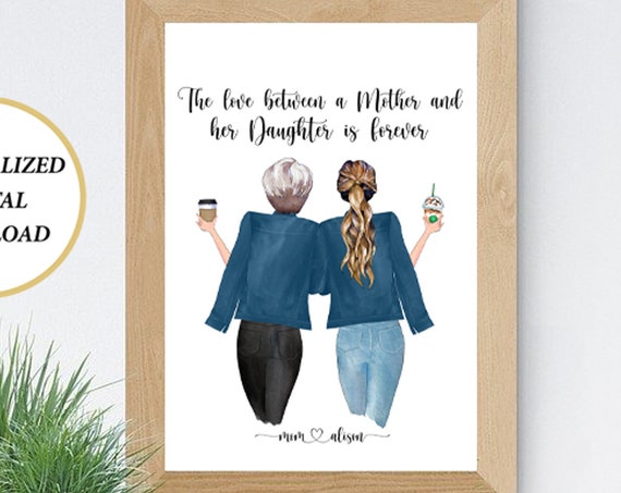 Mother Daughter Love Is Forever Personalized Coffee Walk Poster