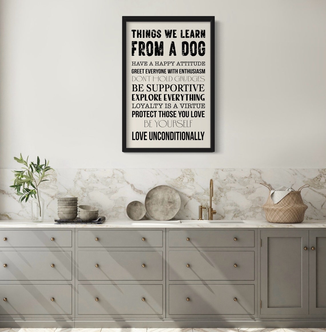 Things We Learn from a Dog Nine Lessons Rustic Dog Lover Quote Poster - Image 2
