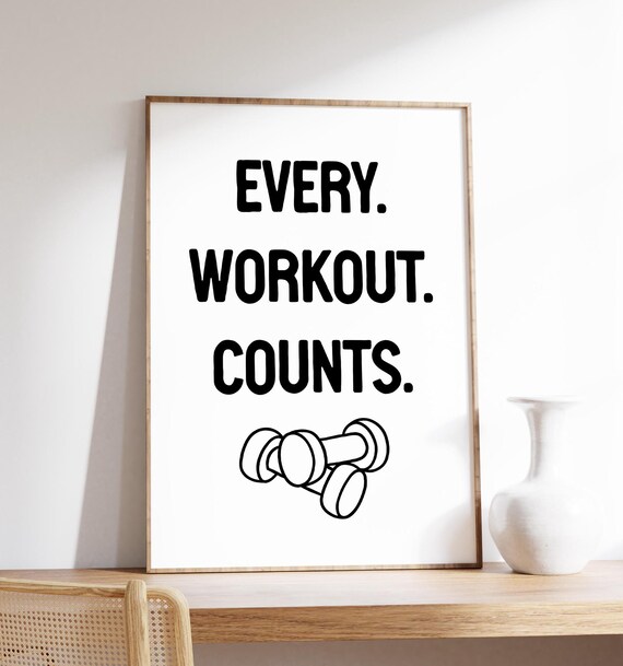 Every Workout Counts Dumbbell Motivational Gym Quote Wall Poster