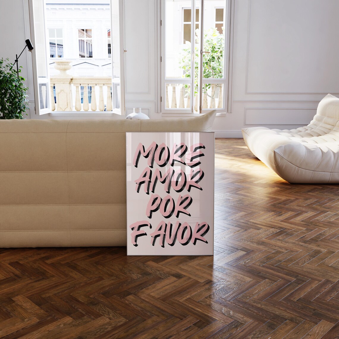 More Amor Por Favor Pink Black Brush Lettering Girly Quote Poster - Image 3