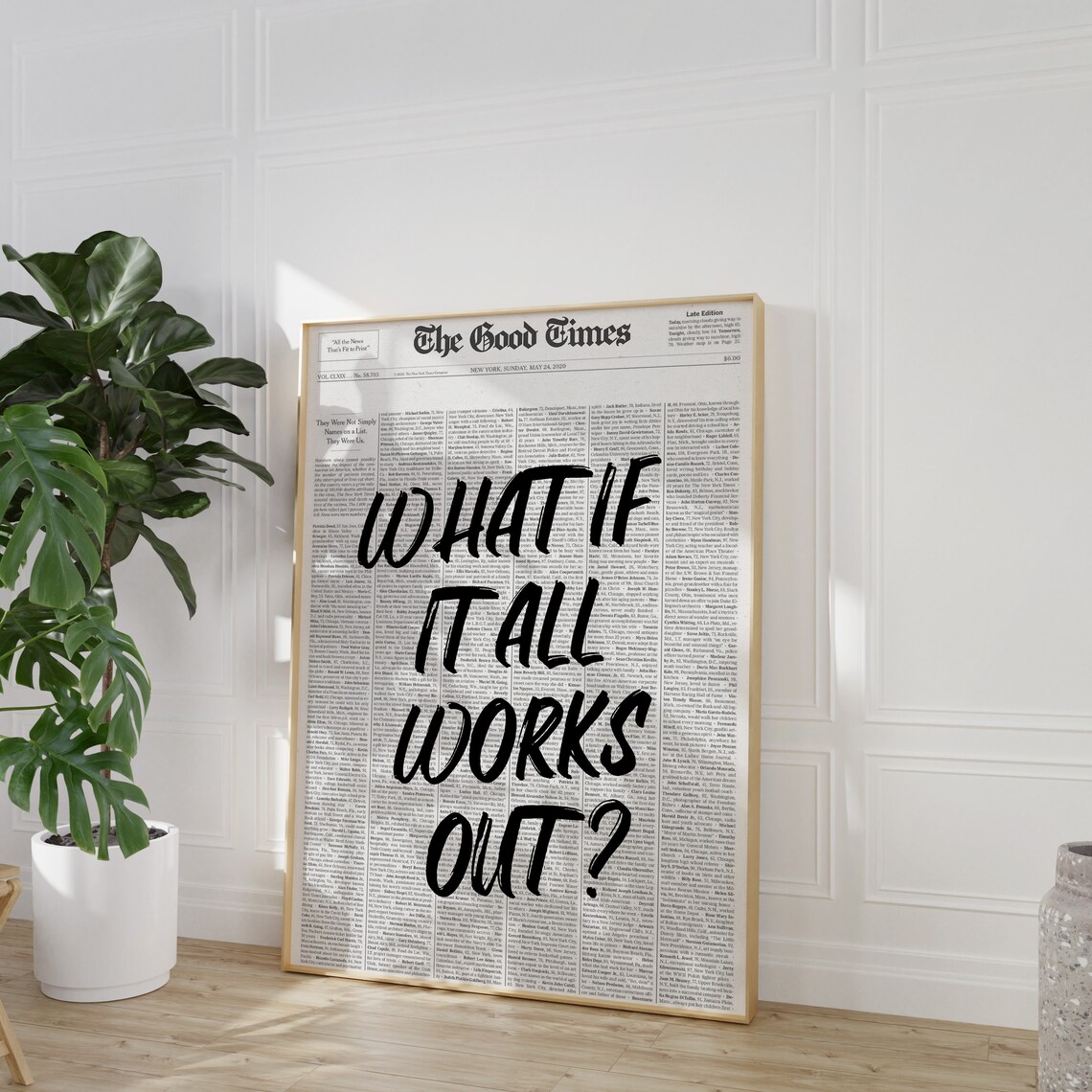 What If It All Works Out Retro Newspaper Quote Poster - Image 4