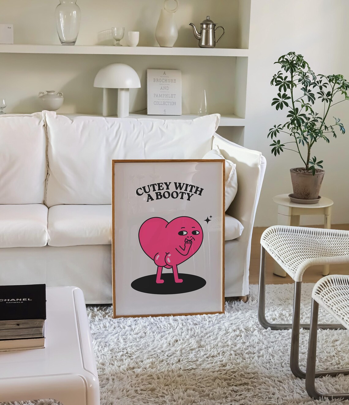 Cutey With A Booty Pink Heart Mascot Funny Cheeky Wall Poster - Image 3