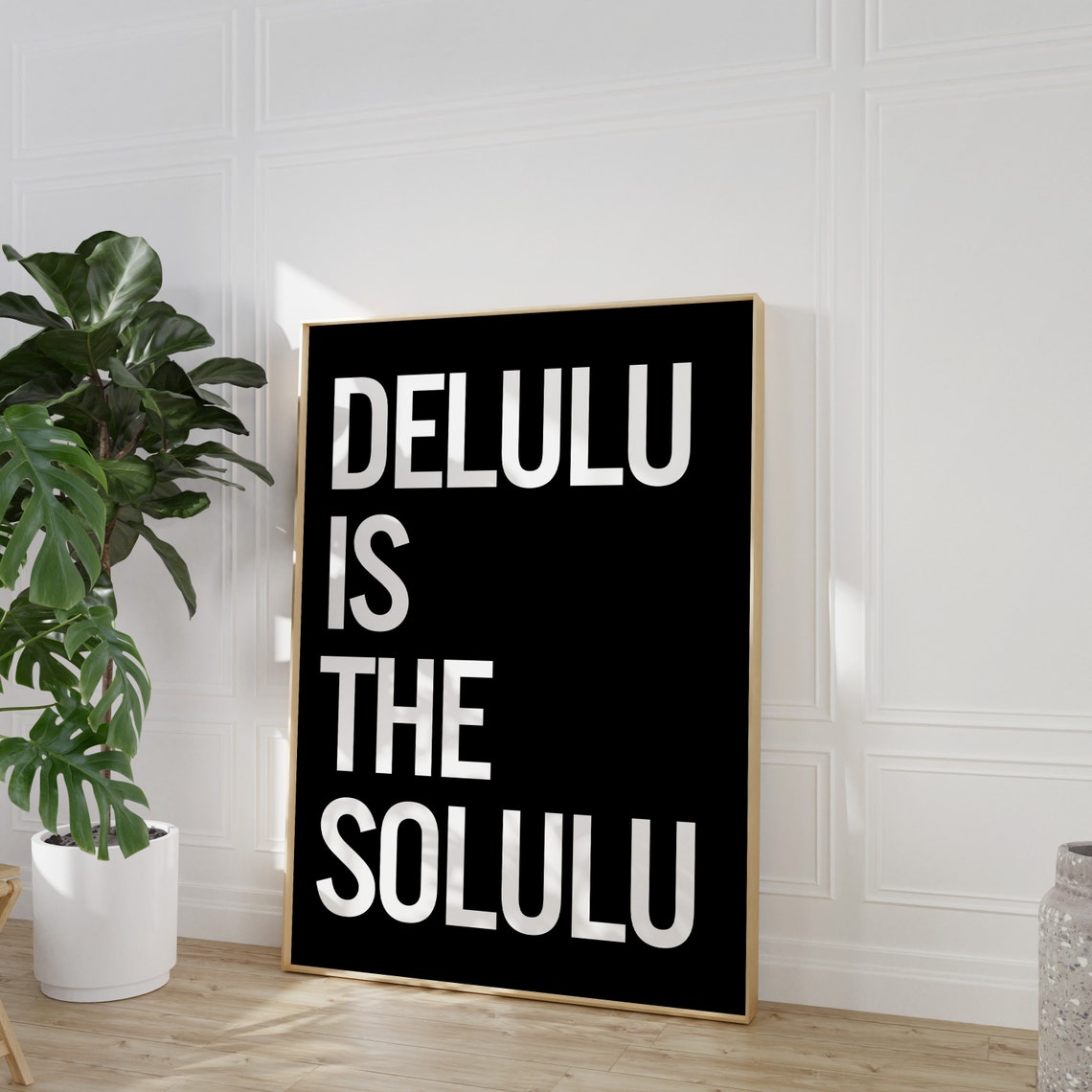 Delulu Is The Solulu Bold Cream Type Black Funny Quote Poster - Image 3